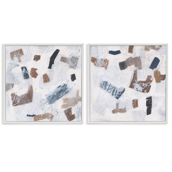Stupell Industries Scattered Neutral Shapes by Melissa Wang 2 Pieces White Framed Abstract Giclee Art Print 24 in. x 24 in.