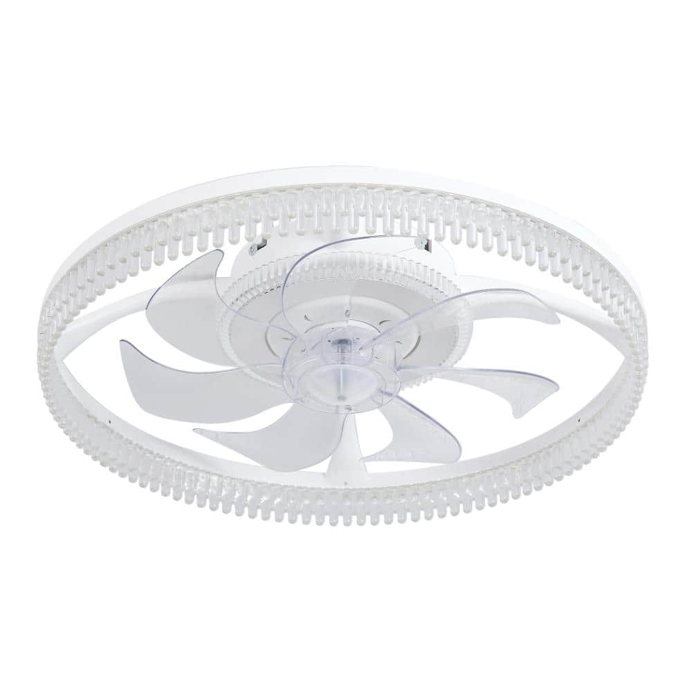 19 in. Dimmable LED Indoor RGB White Low Profile Flush Mount Ceiling Fan with Light and Remote Control price history on PriceWatchPro