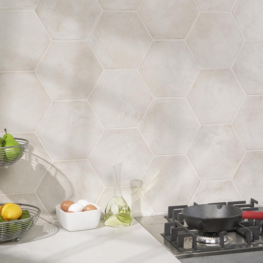 Bianco Matte Hexagonal Porcelain Floor and Wall Tile 8.5 x 9.84 Inch