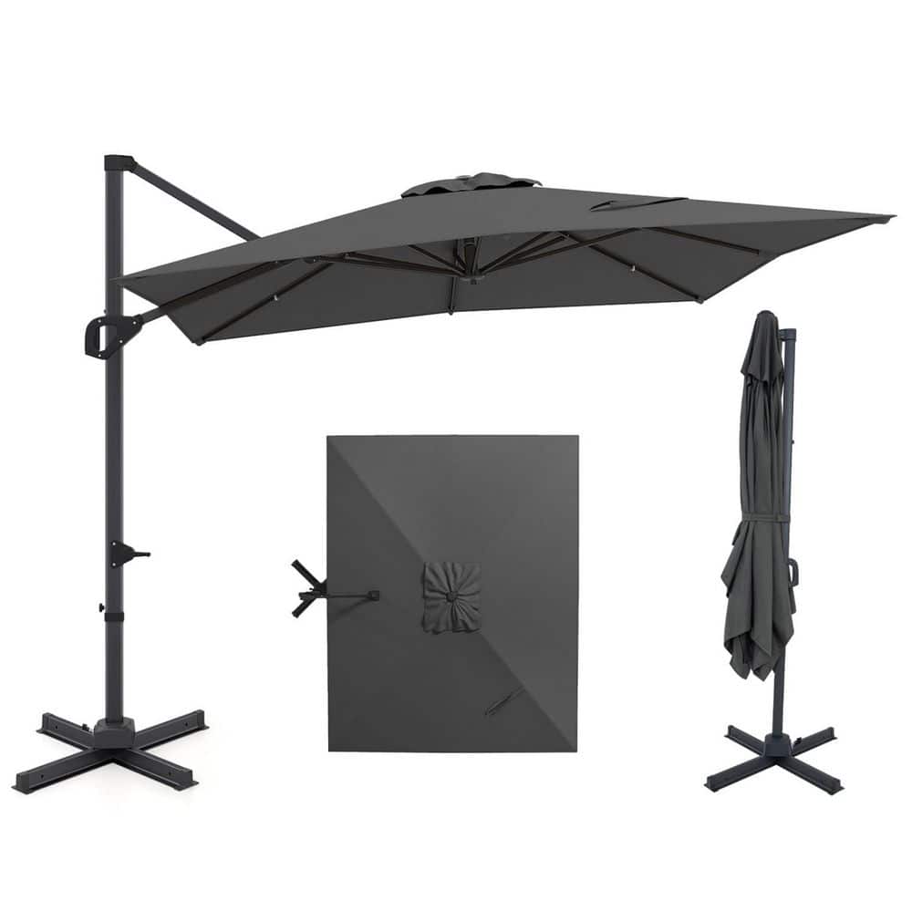 11 x 9 ft. Cantilever Patio Umbrella in Gray with 360° Rotation, 6 Tilt Poaitions, Square Solar LED price history on PriceWatchPro