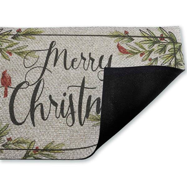 Merry Christmas Cardinals Red 18 in. x 30 in. Polyester Non-Slip Outdoor Door Mat