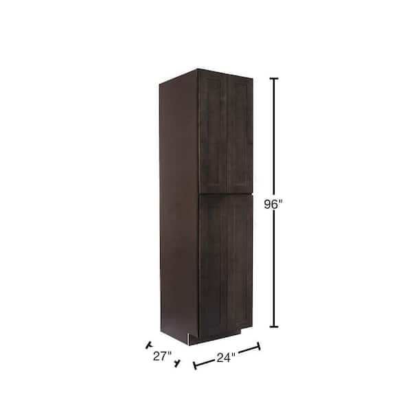 LIFEART CABINETRY Lancaster Shaker Assembled 30 in. x 96 in. x 27 in. Tall Pantry Cabinet in Vintage Charcoal