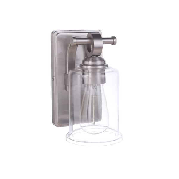 Romero 8.88 in. 1 Light Brushed Polished Nickel Finish Wall Sconce with Clear Glass