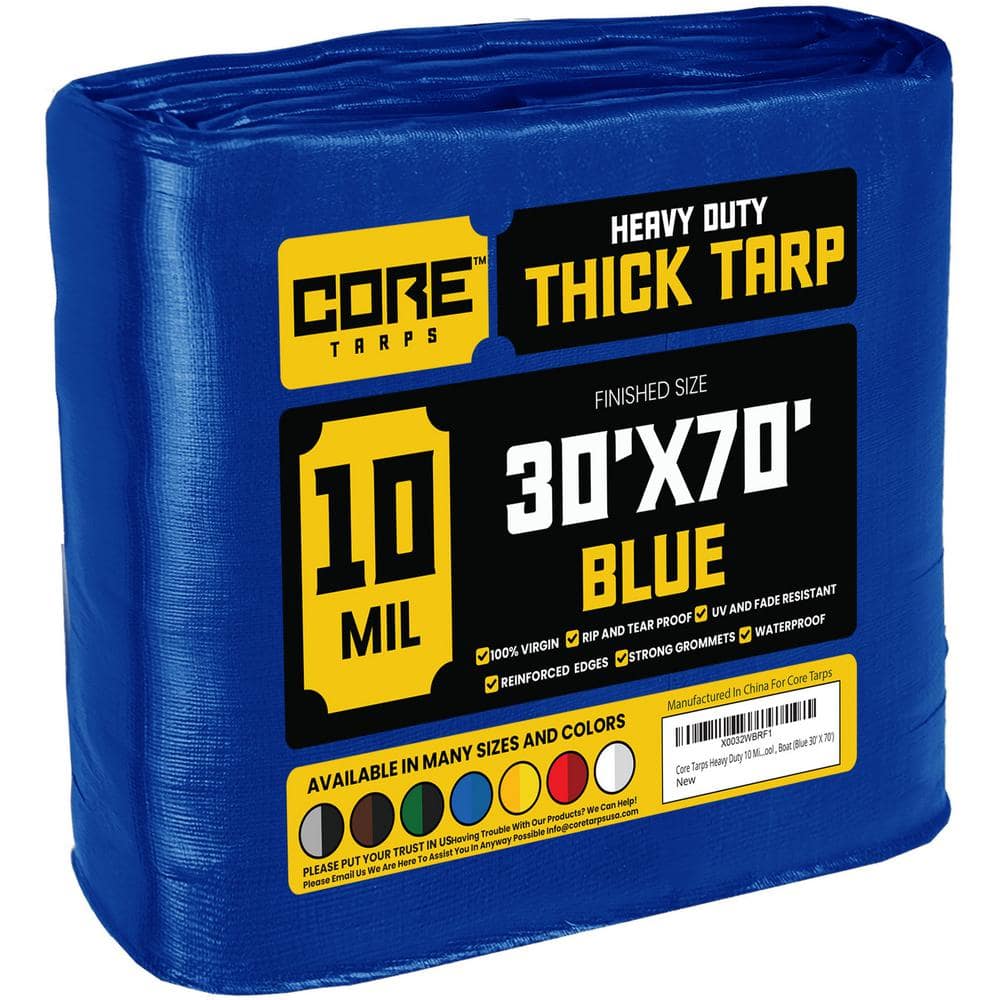 30 ft. x 70 ft. Blue 10 Mil Heavy Duty Polyethylene Tarp, Waterproof, UV Resistant, Rip and Tear Proof price history on PriceWatchPro