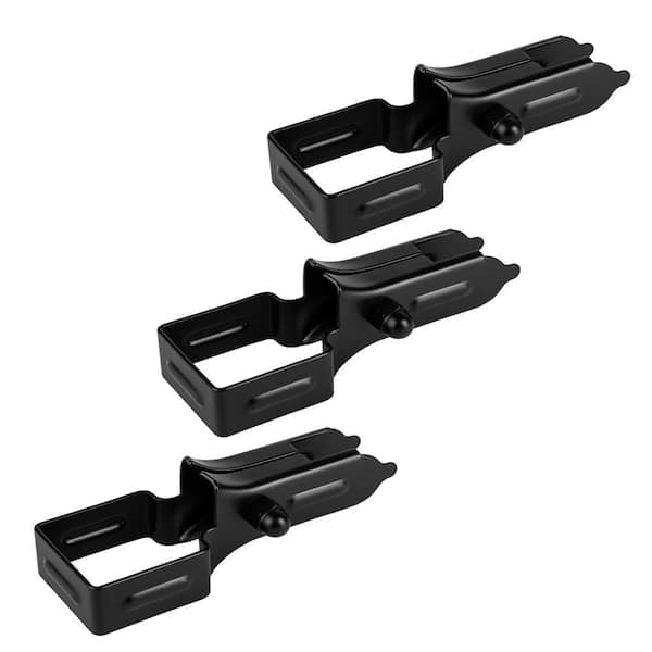 NUVO IRON Legacy Collection Powder Coated Black Galvanized Steel Universal Brackets for Fence Panels