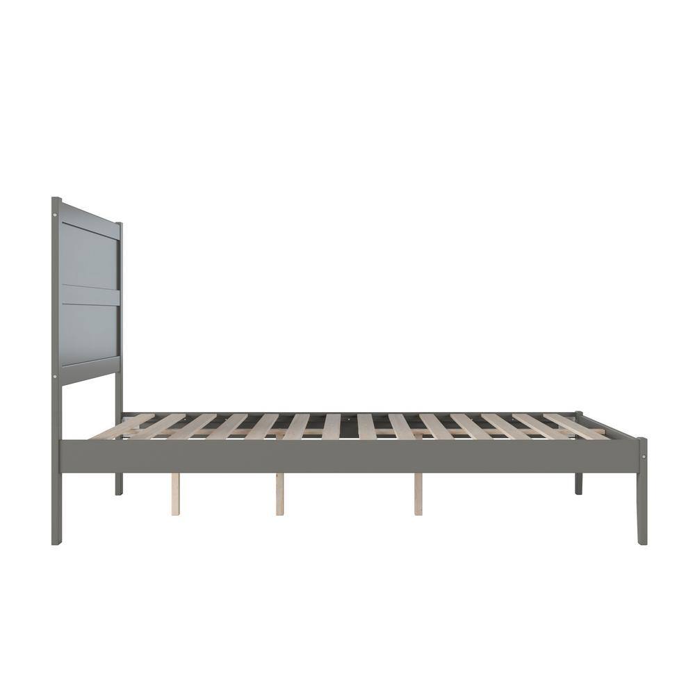 Noho Gray Queen Upholstered Wood Platform Bed with Headboard and Slats