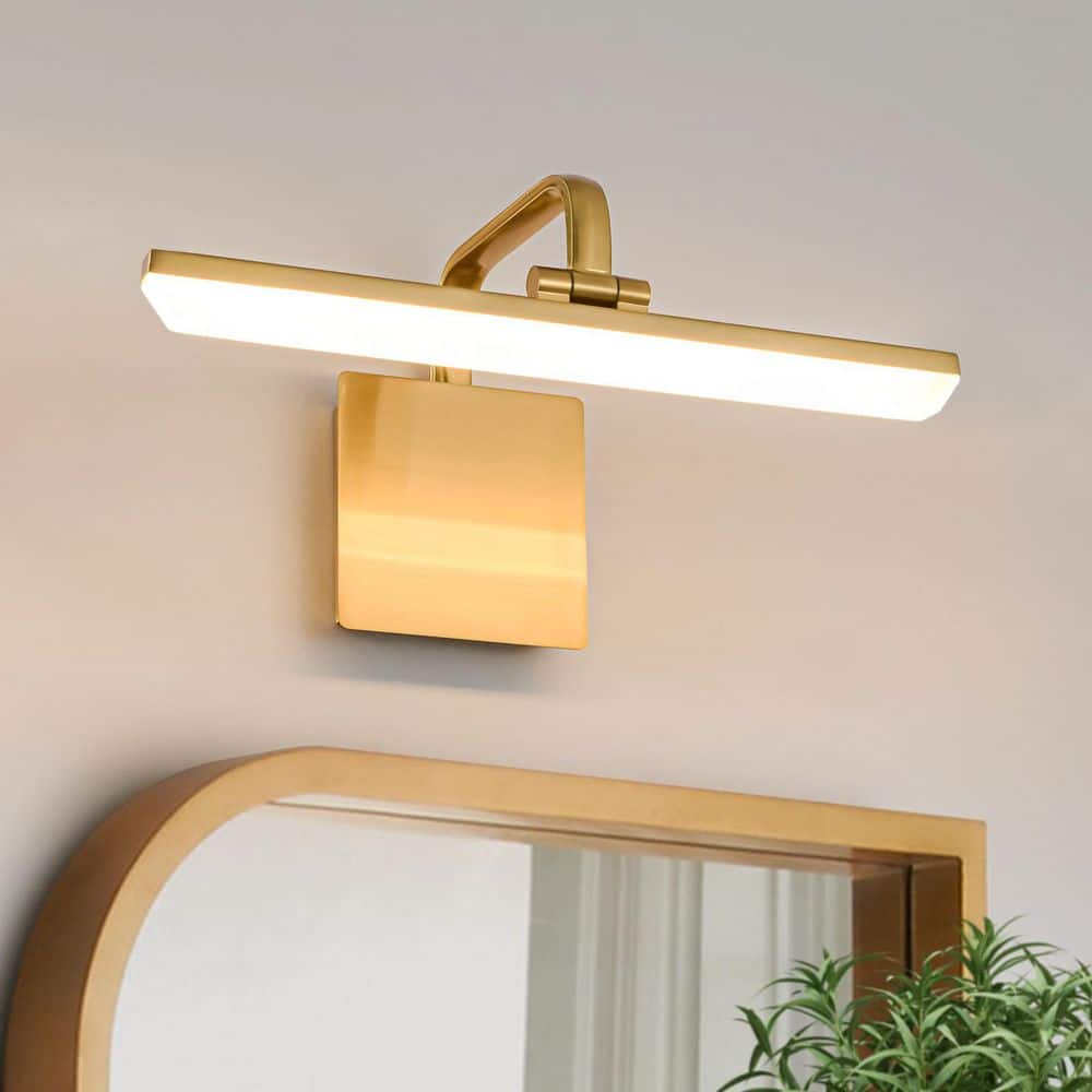 HUOKU Nimbus 1-Light 15 in.W Brushed Gold Brass LED Vanity Light
