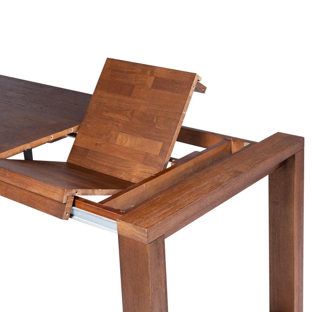 Chestnut Wire-Brush Wood Extendable Dining Table for Eight