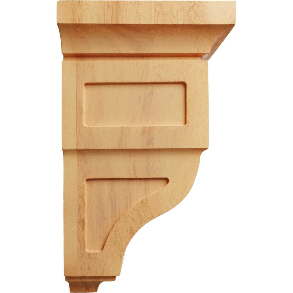 Medium Red Oak Hand-Carved Wood Corbel 5" x 10"