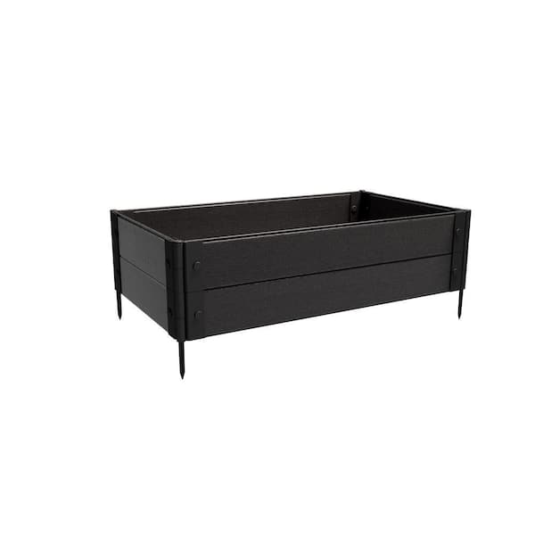 Composite Gardening Rectangle Raised Garden Bed (2 ft. L x 4 ft. W x 12 in. H) Raven (Black) Shallow Rooted Plants