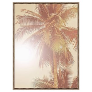 "Sunkissed Palm Tree" by Urban Road 1-Piece Floater Frame Giclee Nature Canvas Art Print 30 in. x 23 in.