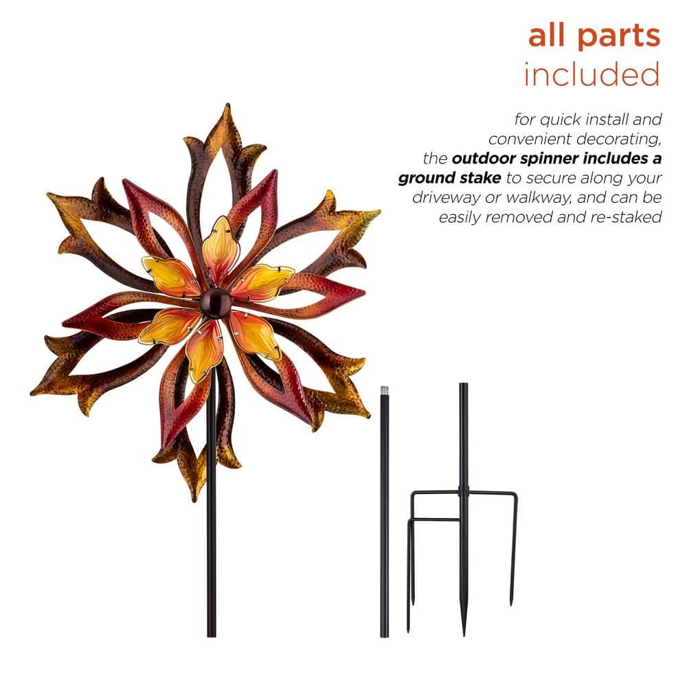96" Brown Iron and Glass Dual Kinetic Garden Spinner