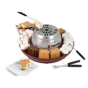 Indoor Electric Stainless Steel S'mores Maker with 4-Lazy Susan Compartment Trays