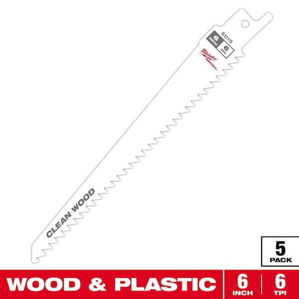 Milwaukee 6 in. 6 TPI Clean Wood Cutting SAWZALL Reciprocating Saw Blades (5-Pack)