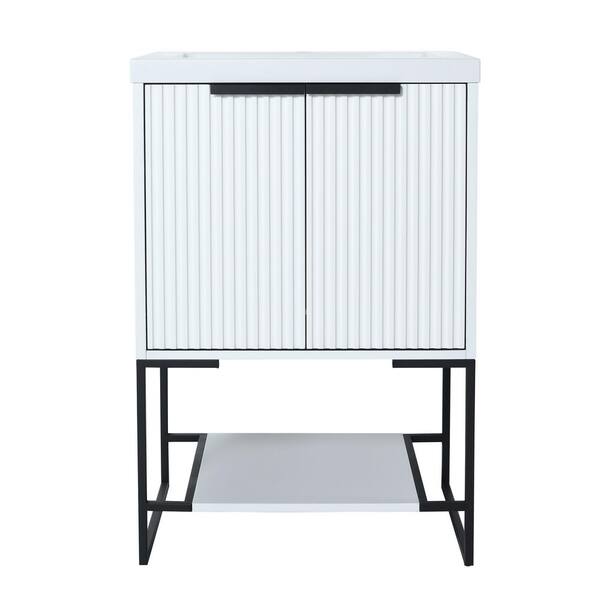 HBEZON Zephyr 23.6 in. W x 18.1 in. D x 35 in. H Bath Vanity in White with White Top