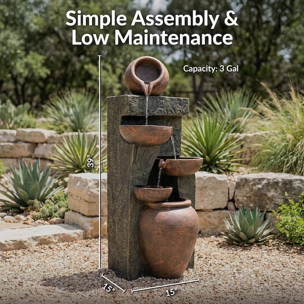 Sunnydaze 39 in. Earthenware Pottery Stream Outdoor Water