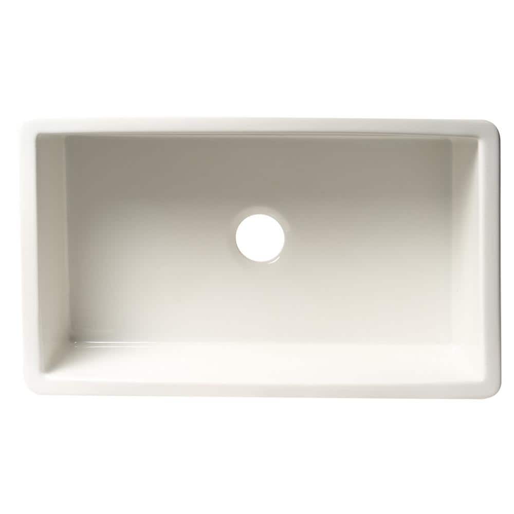 White Fireclay 32" Drop-In Farmhouse Kitchen Sink