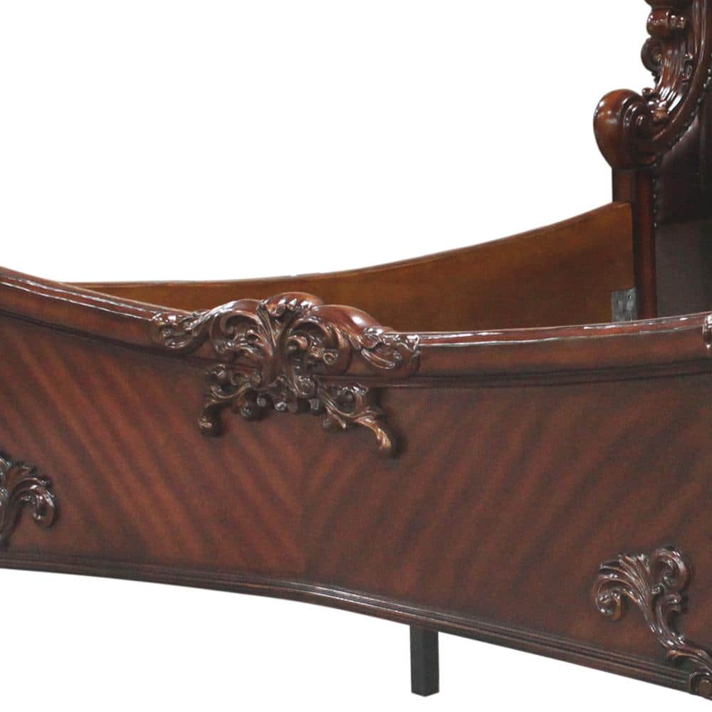 Chantelle Queen Bed with Tufted Faux Leather Headboard in Rose Gold and White