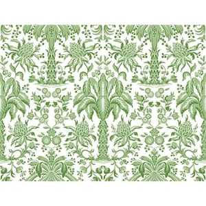 60.75 sq ft Green Palmetto Palm Damask Non-pasted Wallpaper