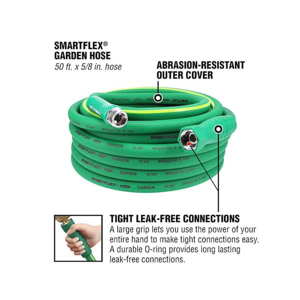 SmartFlex 5/8 in. x 50 ft. Garden Hose with 3/4 in. GHT Ends HSFG550GR -  The Home Depot
