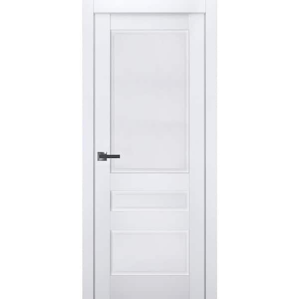7411 30 in. x 84 in. Right-Hand/Inswing Solid White Single Prehung Interior Door with Hardware