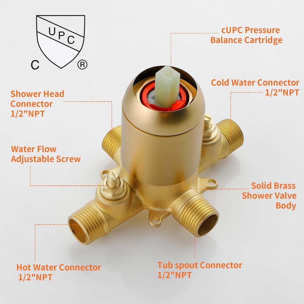 Brushed Gold Dual Shower Head and Handheld Combo Set