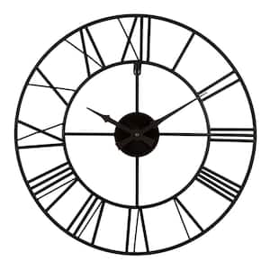20 in. Black Metal Tower Quartz Wall Clock