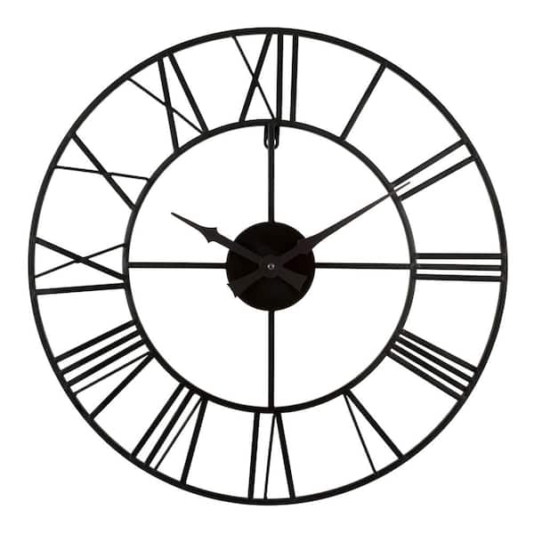La Crosse Clock 20 in. Black Metal Tower Quartz Wall Clock