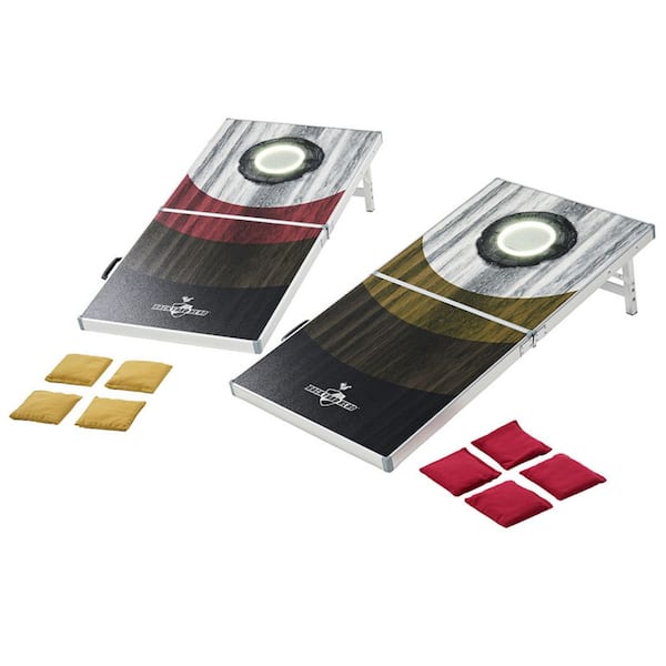 4 ft. x 2 ft. Cornhole Set with LED Light Up Ring, Water Resistant Boards, 8 ACA Bean Bags, and Portable Folding Design