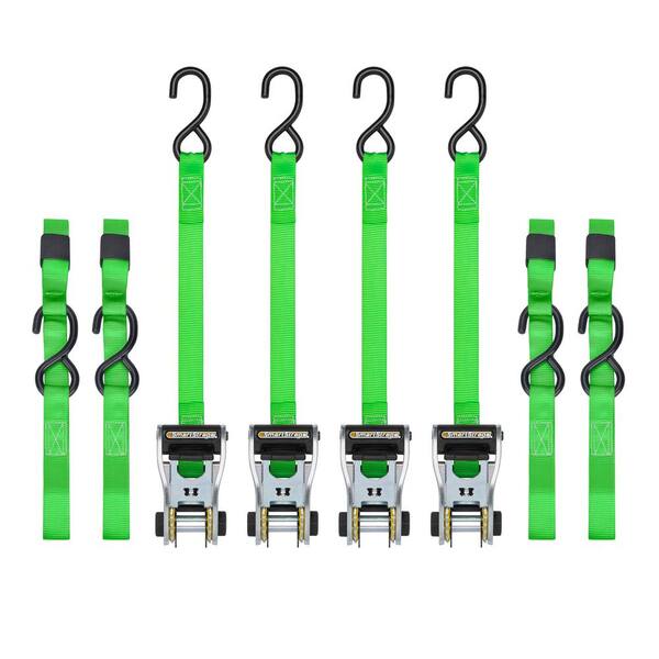 SmartStraps 12 ft. Green Ratchet Tie Down Straps with 500 lb. Safe Work Load - 4 pack