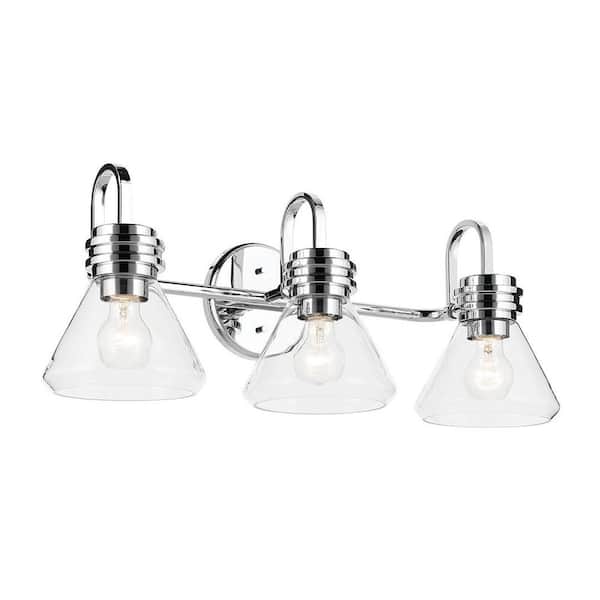 KICHLER Farum 26 in. 3-Light Vanity Light with Clear Glass in Chrome