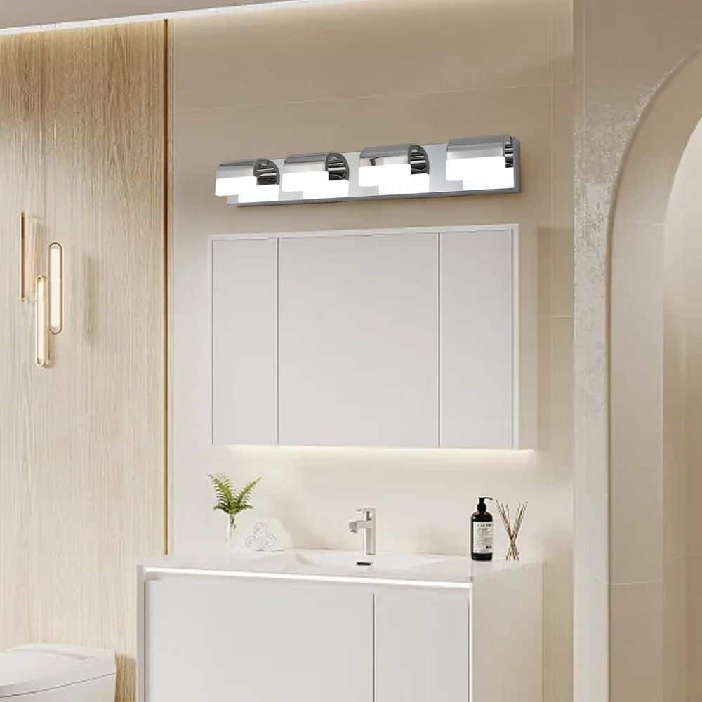 30 in. 4-Light Chrome LED Vanity Light with Frosted Acrylic Shade price history on PriceWatchPro