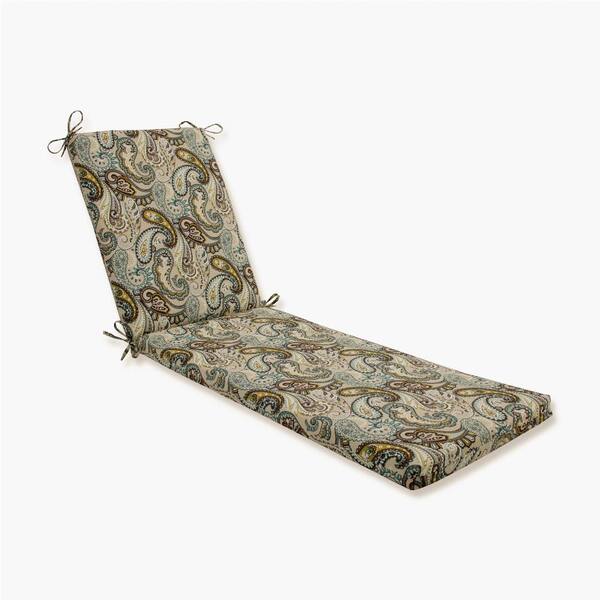 Pillow Perfect Paisley 23 in. x 30 in. Deep Seating Outdoor Chaise Lounge Cushion in Blue Brown Tamara Quartz 615127 The Home Depot