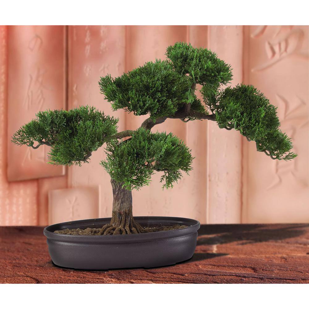 Elegance Cedar Bonsai 17.5" Silk and Plastic Potted Plant