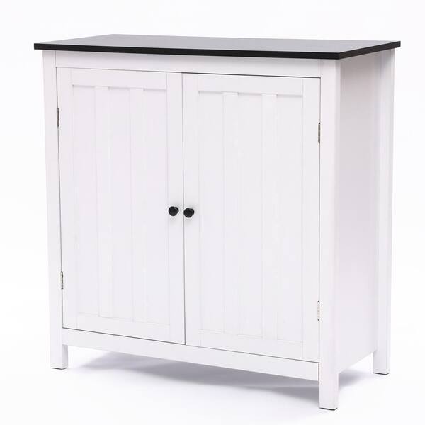 LuxenHome White Wood Storage Cabinet