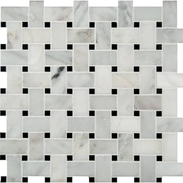 MSI Greecian White Basketweave 12 in. x 12 in. x 10 mm Polished Marble Mosaic Tile (10 sq. ft./case)