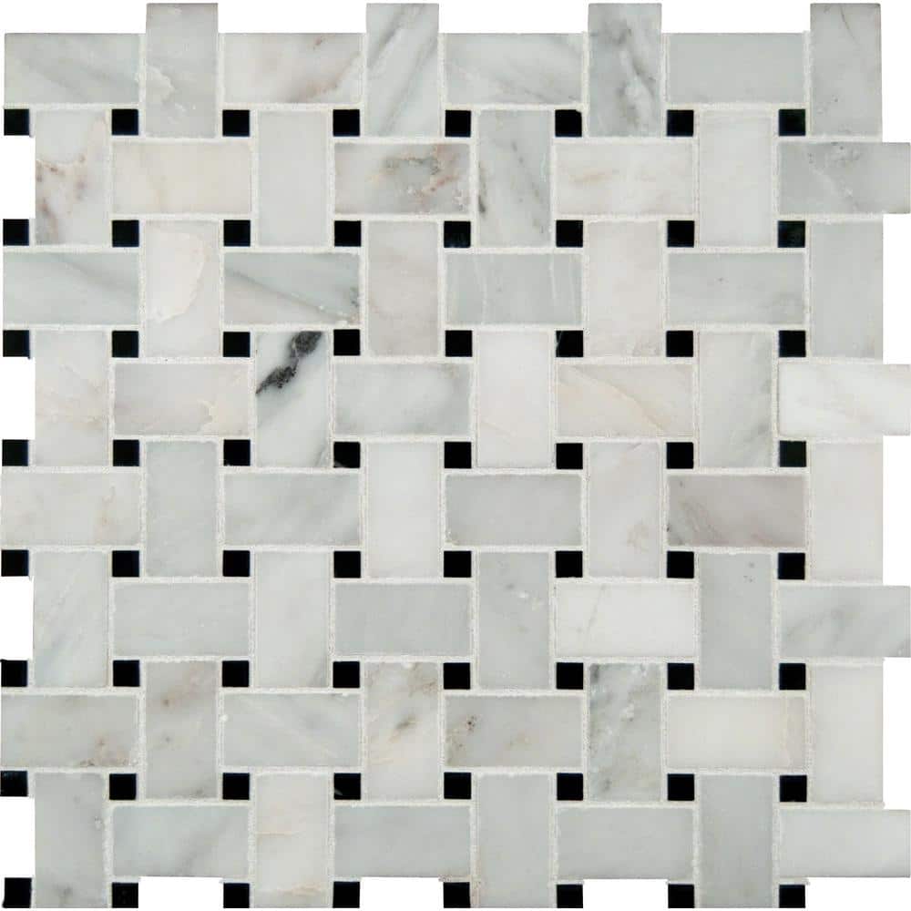 Greecian White Basketweave 12 in. x 12 in. x 10 mm Polished Marble Mosaic Tile (10 sq. ft./case) price history on PriceWatchPro