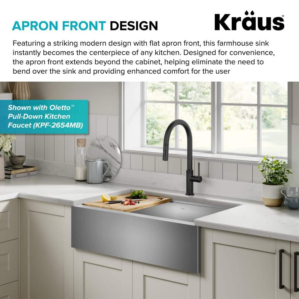 Kore 33" Stainless Steel Modern Farmhouse Single Bowl Sink