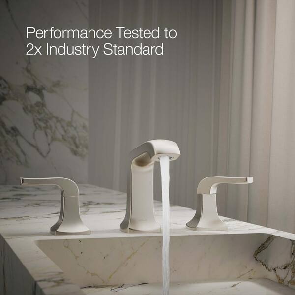 KOHLER Rubicon 8 in. Widespread Double Handle High Arc Bathroom Faucet in Vibrant Brushed Nickel