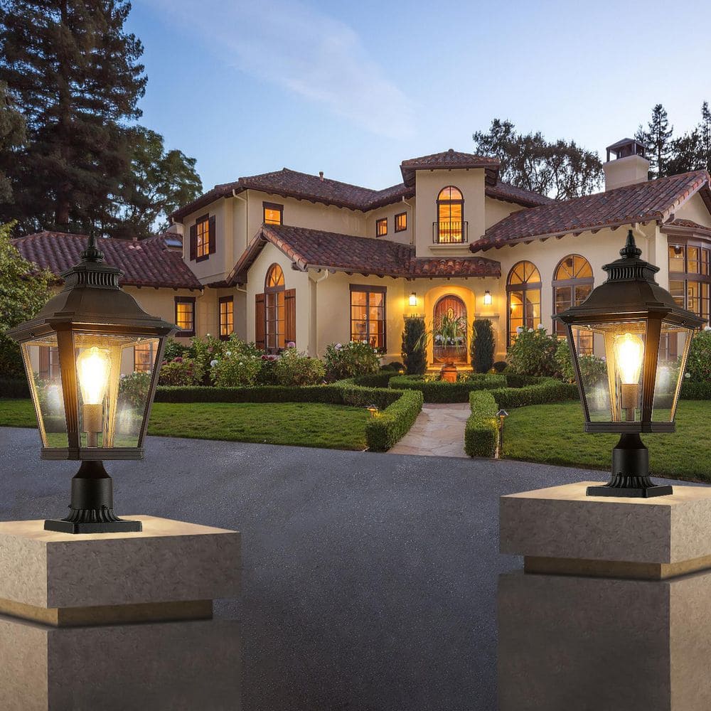 21 in.1-Pack Black No Motion Sensing Dusk to Dawn Outdoor Hardwired Wall Lantern Sconce Clear Glass with No Bulbs price history on PriceWatchPro