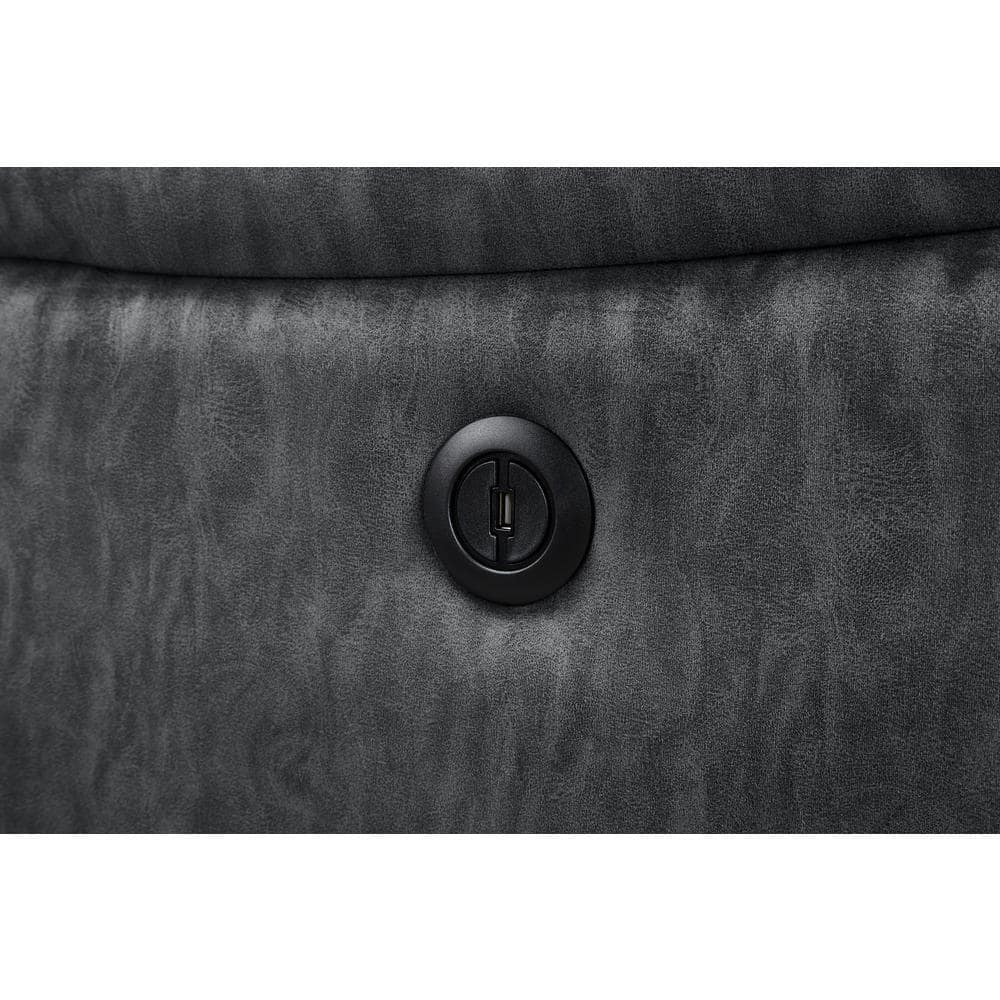 Shadow Gray Velvet Dual Recliner Sofa with Pillow-top Arm