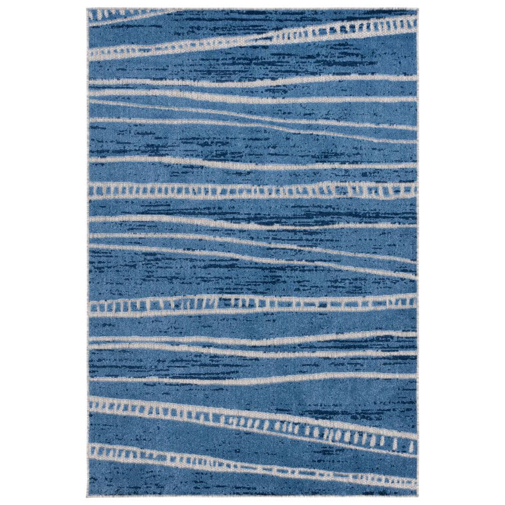 Cottage Blue 4 ft. x 6 ft. Abstract Striped Indoor/Outdoor Area Rug price history on PriceWatchPro
