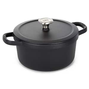 Graphite 10.25 in., 6 qt. Enamel Cast Iron Nonstick Stockpot in Black with Lid