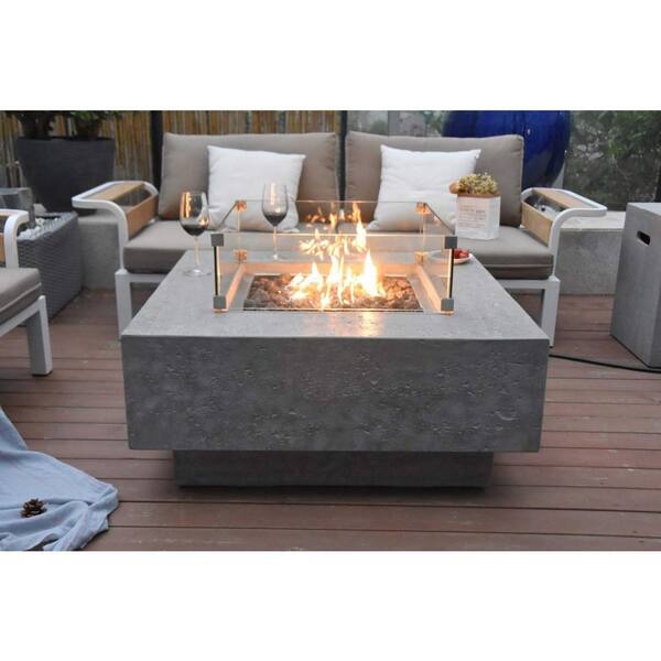 ENVELOR:Envelor Elementi Manhattan 36 in. x 36 in. Square Concrete Propane  Fire Pit Table with Lava Rock ENV-OFG103-LP - The Home Depot