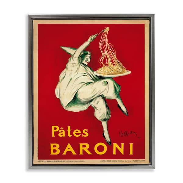 Pates Baroni Vintage Food Poster by Marcello Dudovich Gray Floater Frame Graphic Art Print Food 21 in. x 17 in.