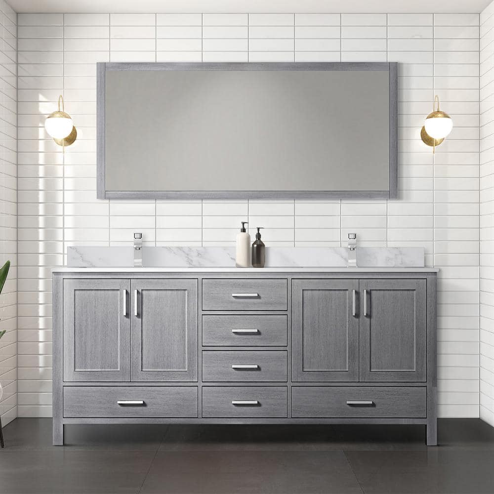 Lexora Jacques 72 in. W x 22 in. D Distressed Grey Double Bath Vanity