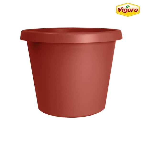 Vigoro 10 in. Antonella Medium Clay Plastic Planter (10 in. D x 8 in. H) with Drainage Hole