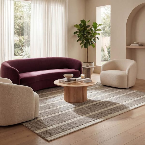 Adaluna Modern Striped Wool Area Brown 4 ft. x 6 ft. Indoor Area Rug