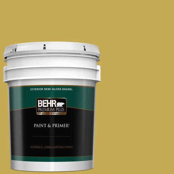 BEHR PREMIUM PLUS 5 gal. #380D-6 Leapfrog Semi-Gloss Enamel Exterior Paint & Primer