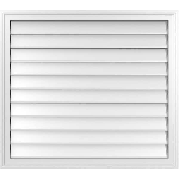 Ekena Millwork 36" x 32" Rectangular White PVC Paintable Gable Louver Vent Non-Functional